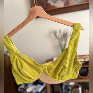 Green Ribbed Bikini top